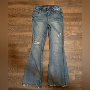 Judy Blue Light Blue Distressed Flare Jeans. Size 13/31